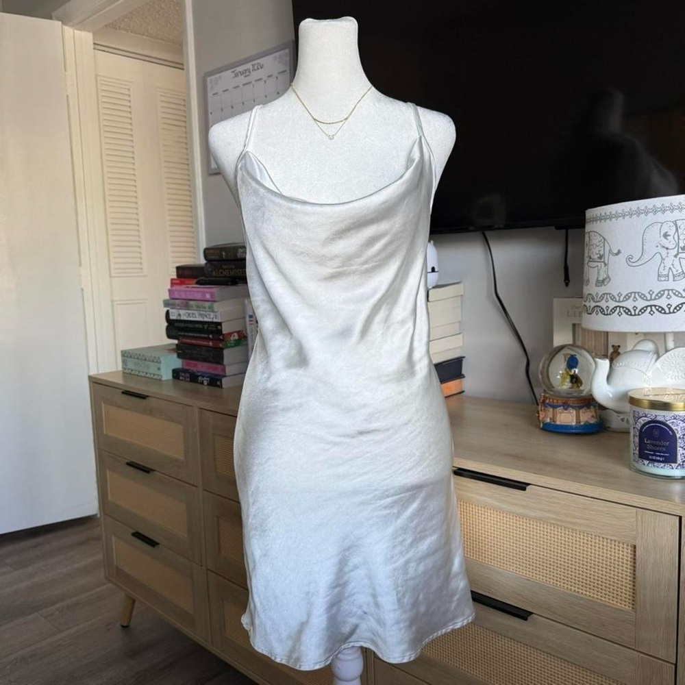 motel rocks white satin slip dress